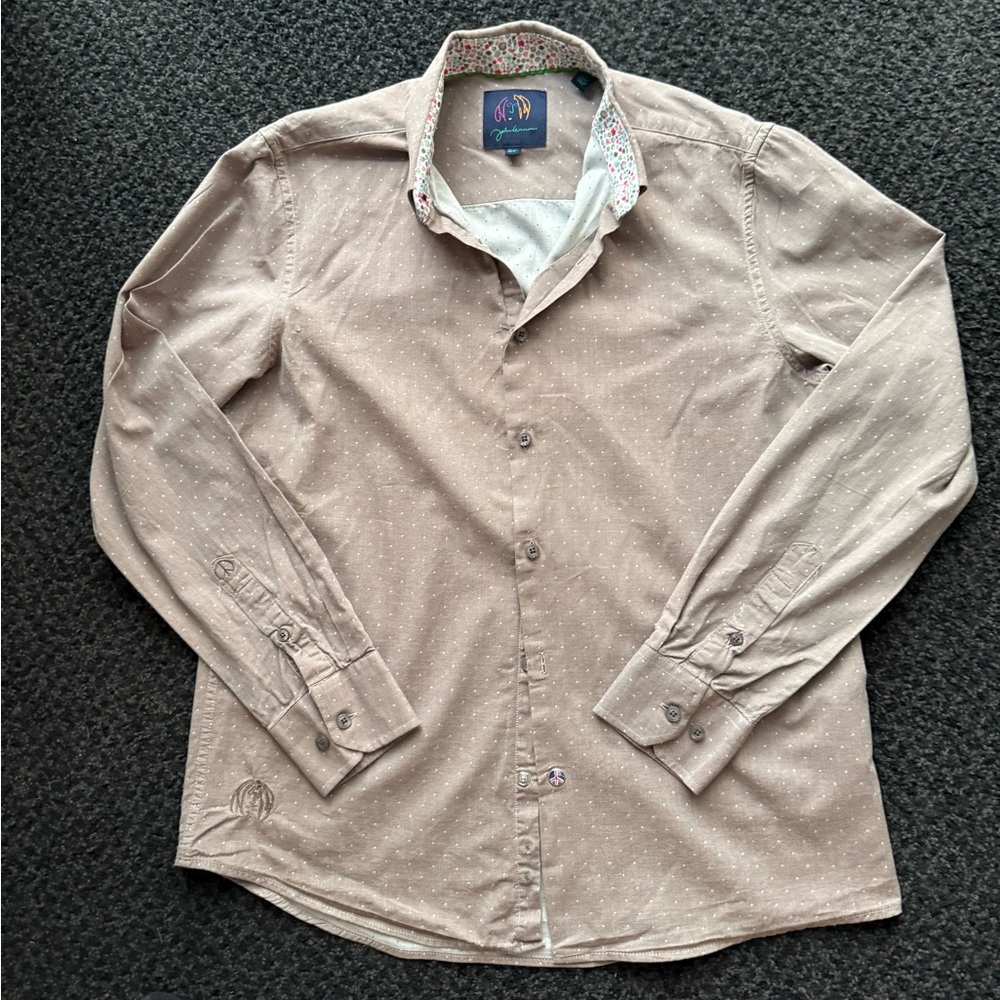 John Lennon Beige and white polka dot Button-Up Shirt - Picture 3 of 7